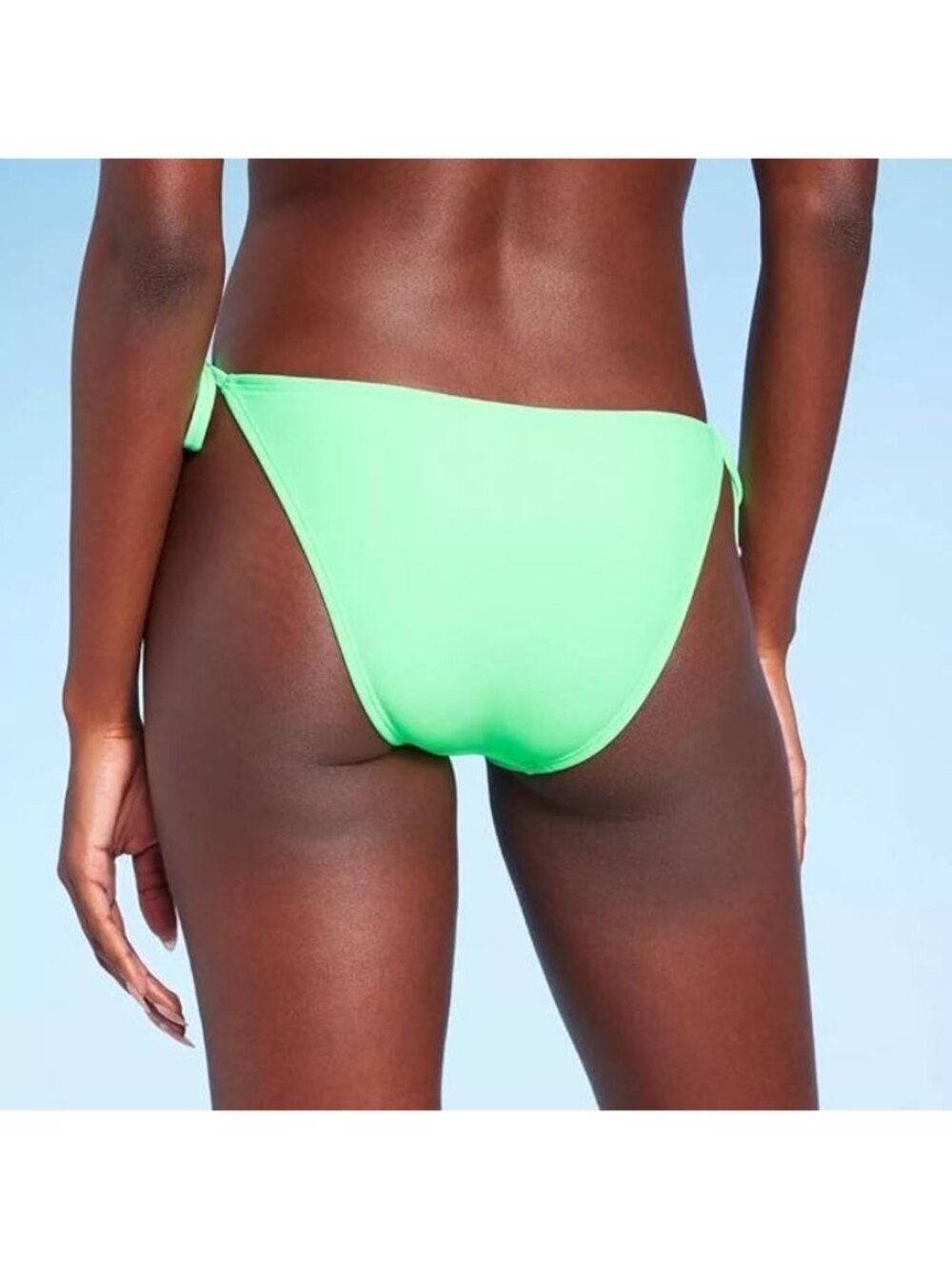 Wild Fable Bright Green Side Tie w/ Bead Accent High Leg Bikini Swim Bottom - XS - Picture 5 of 9